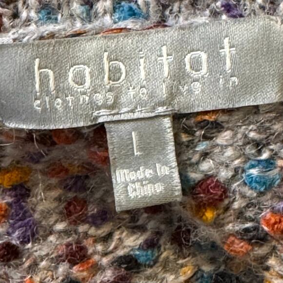 Habitat Size Large Space Dyed Speckled Button Up Single Pocket Cardigan Sweater - Picture 7 of 8